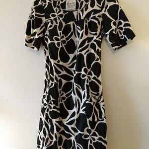 Esprit black and white lined floral dress, size 2